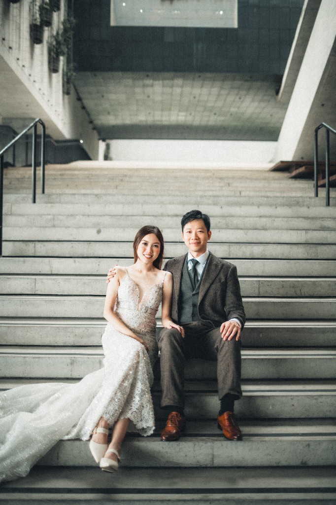 On the museum stairs